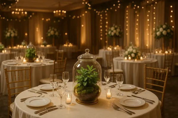 Como decorar casamentos usando terrários fechados pequenos de vidro