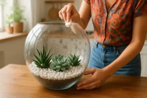 Como remover mofo em terrário fechado de suculentas e pedras brancas