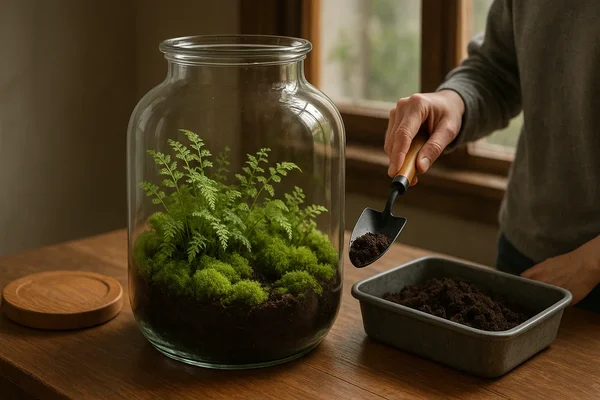 Como trocar substrato de terrário fechado sem danificar plantas delicadas