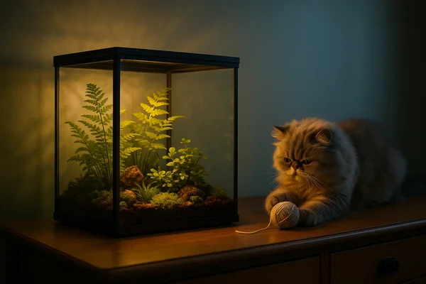 Guia para iniciantes em terrário fechado com iluminação LED interna