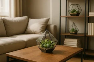 Inspirações com terrários fechados geométricos em vidro e metal