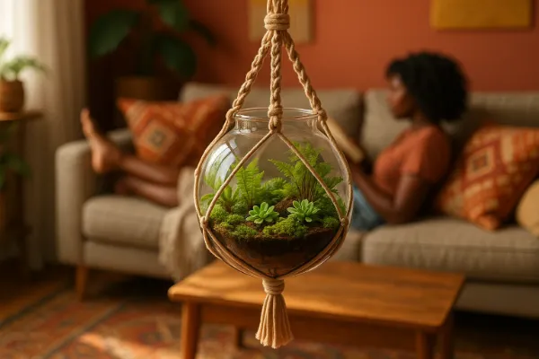 Inspirações de terrários fechados suspensos em vidro redondo transparente