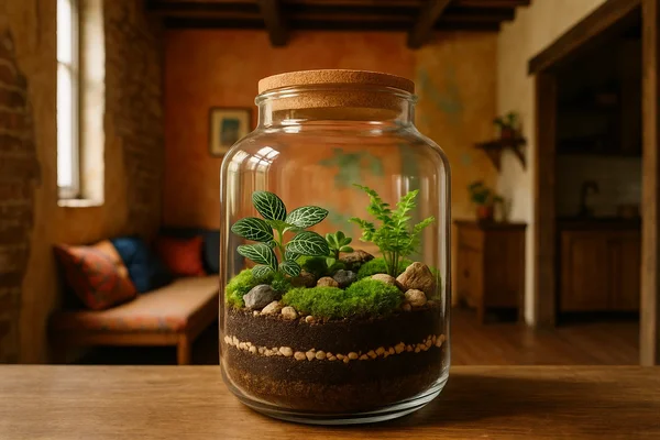 Kit inicial de terrário fechado DIY para apartamentos pequenos: passo a passo simples, manutenção fácil e ideias criativas de decoração.
