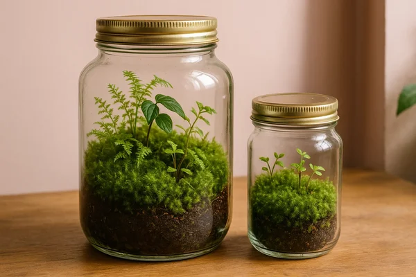 Passo a passo de um terrário fechado decorativo em pote reciclado de vidro