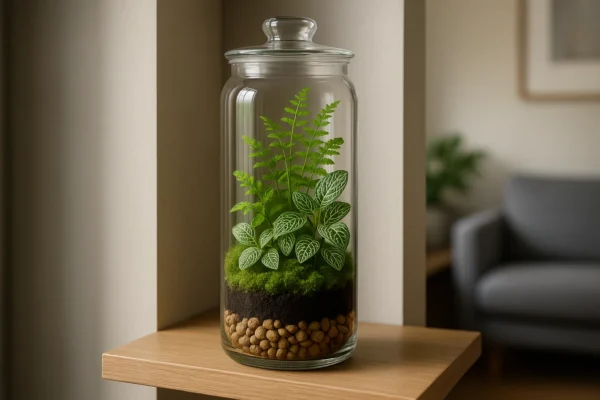 Como estruturar terrário fechado vertical para prateleiras estreitas