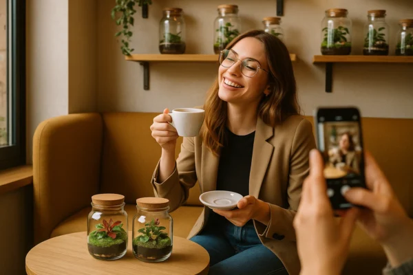 Terrários para cafeterias e bistrôs: mesas Instagramáveis